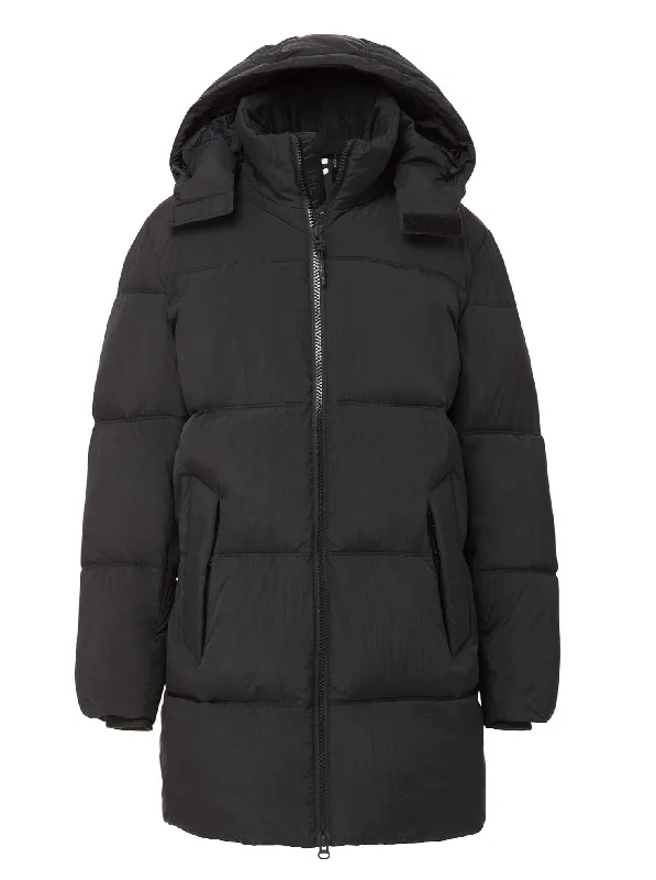 Long Hooded Puffer - Black