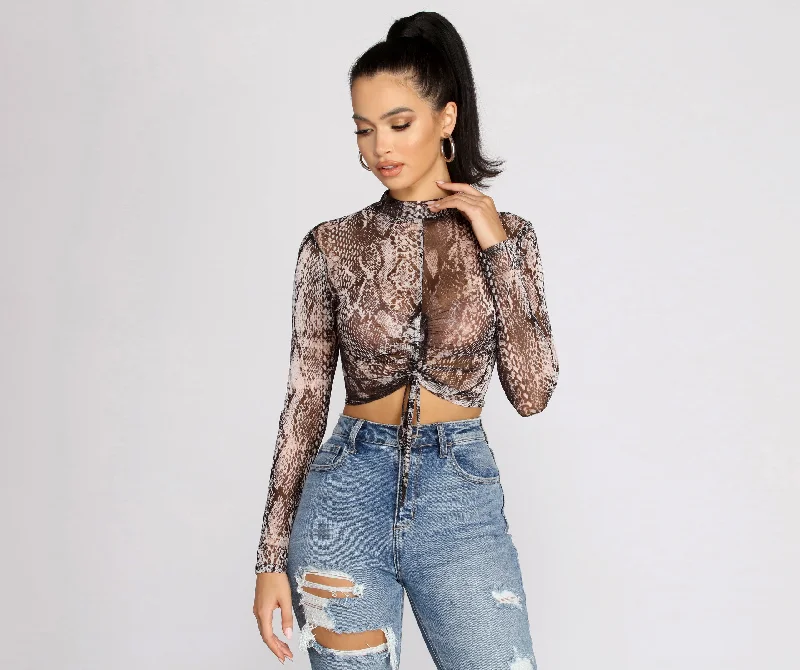 Major Vixen Snake Print Crop Top