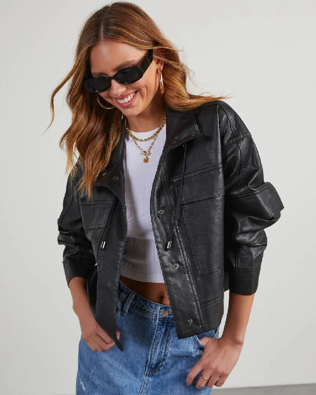 Mallie Faux Leather Utility Jacket