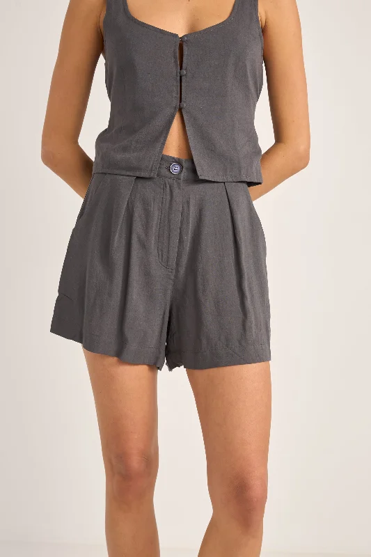 Maya Elasticated Short Charcoal