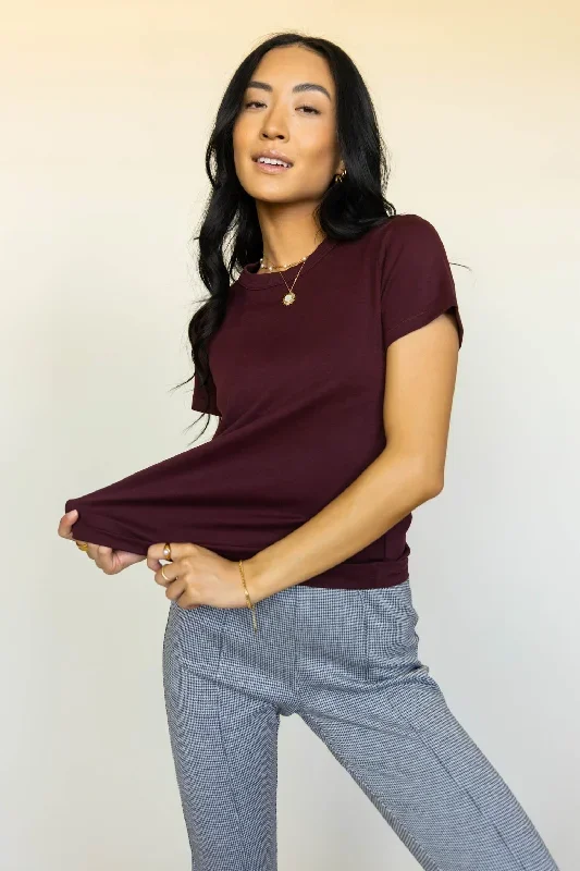 Mckenna T-Shirt in Burgundy - FINAL SALE