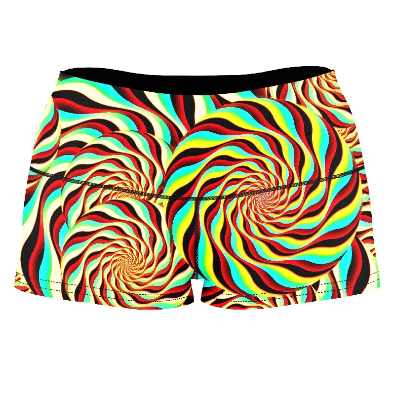 Pineal Swirl High-Waisted Women's Shorts