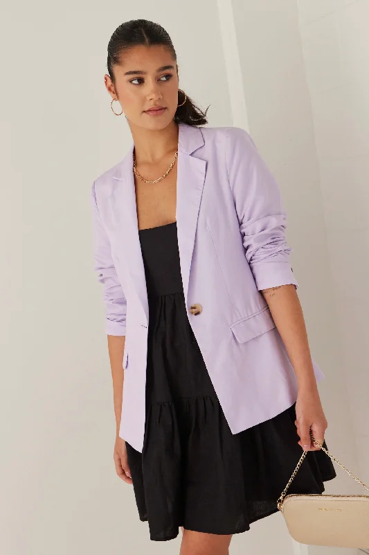 Piper Lilac Linen Tencel One Button Blazer