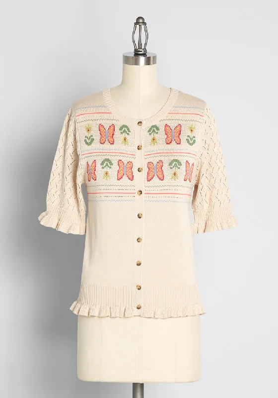 Fanciful Flutter-By Short Sleeve Cardigan