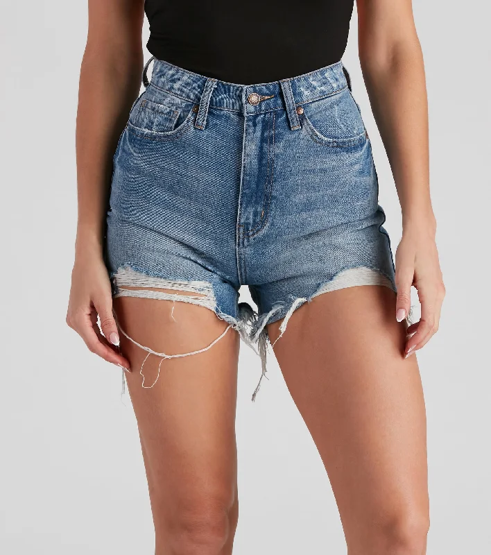 Reese Extra High Waist Cutoff Denim Shorts by Windsor Denim