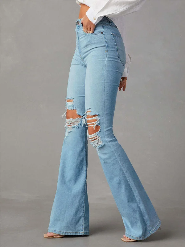 ripped-denim-flare-jeans