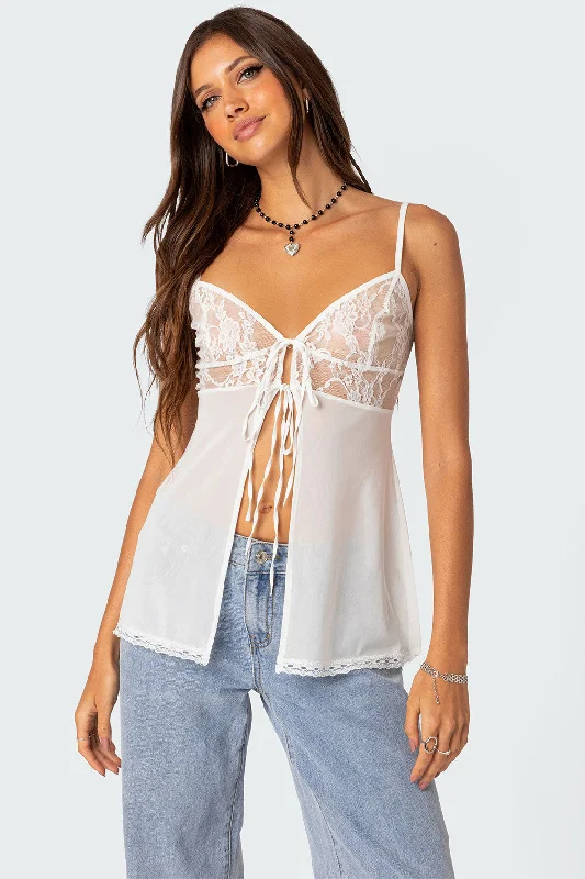 Mimosa Sheer Lace Long Tank Top