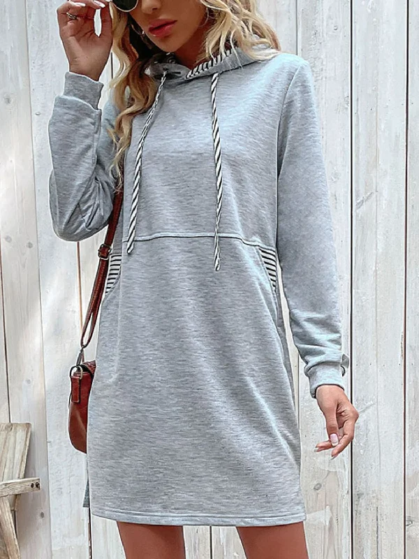 Striped Drawstring Long Sleeve Hoodie