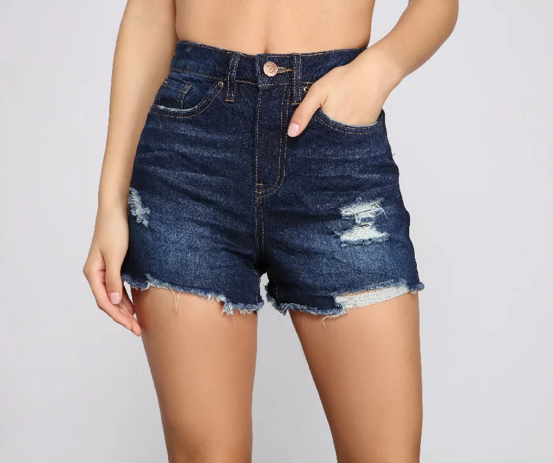 Stylish Staple High Rise Denim Shorts