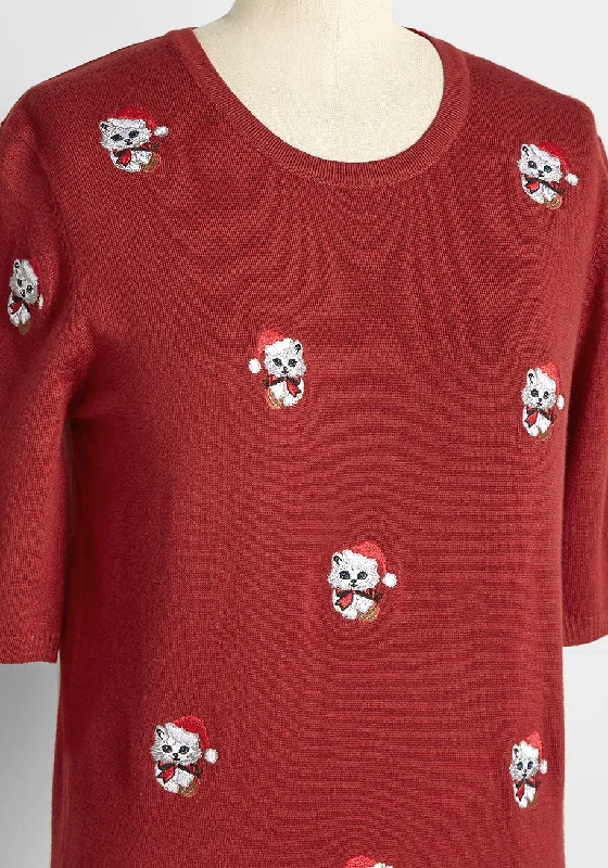 sweet-santa-paws-embroidered-short-sleeve-sweater-red