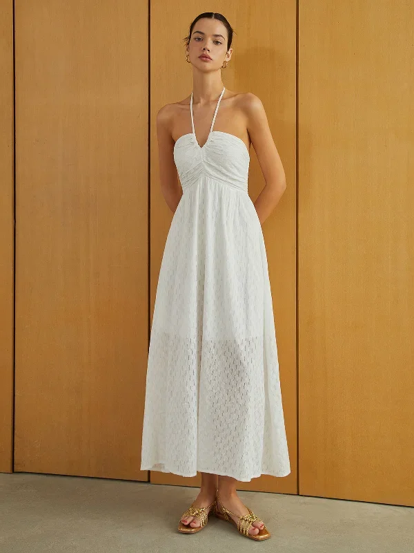 textured-shirred-halter-knotted-vacation-long-dress