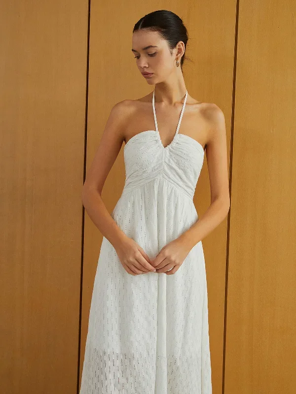 textured-shirred-halter-knotted-vacation-long-dress