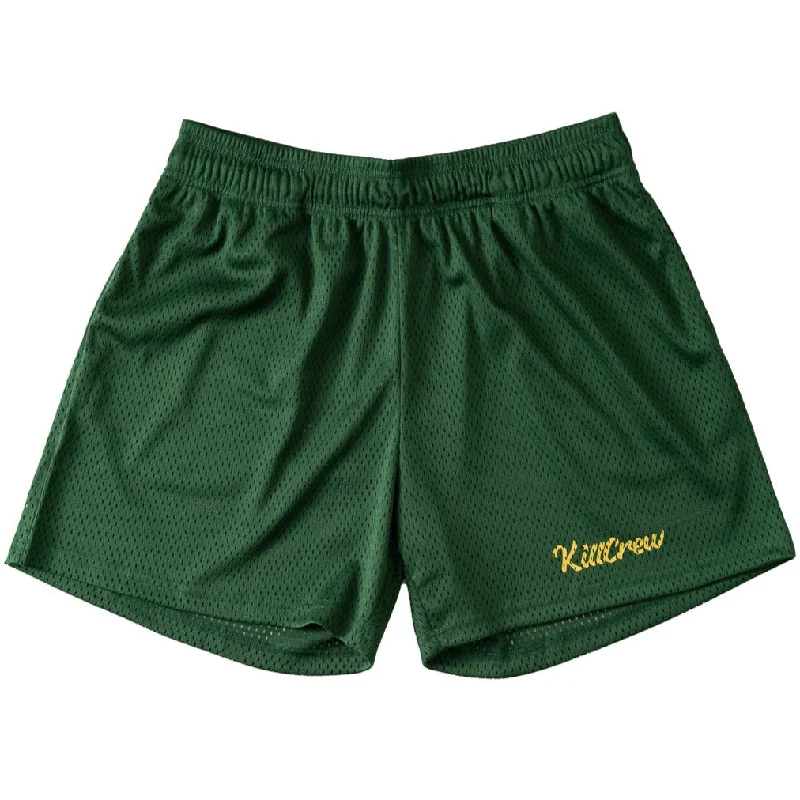 VENTED MESH SCRIPT SHORTS - GREEN / GOLD