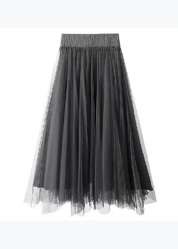 women-khaki-high-waist-wrinkled-asymmetrical-tulle-skirt-spring