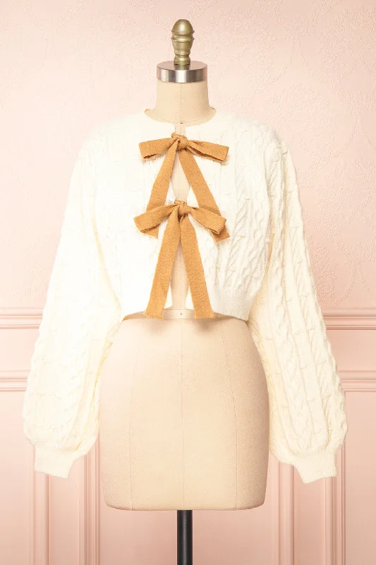 Xantara | Cream Cropped Cardigan w/ Bows